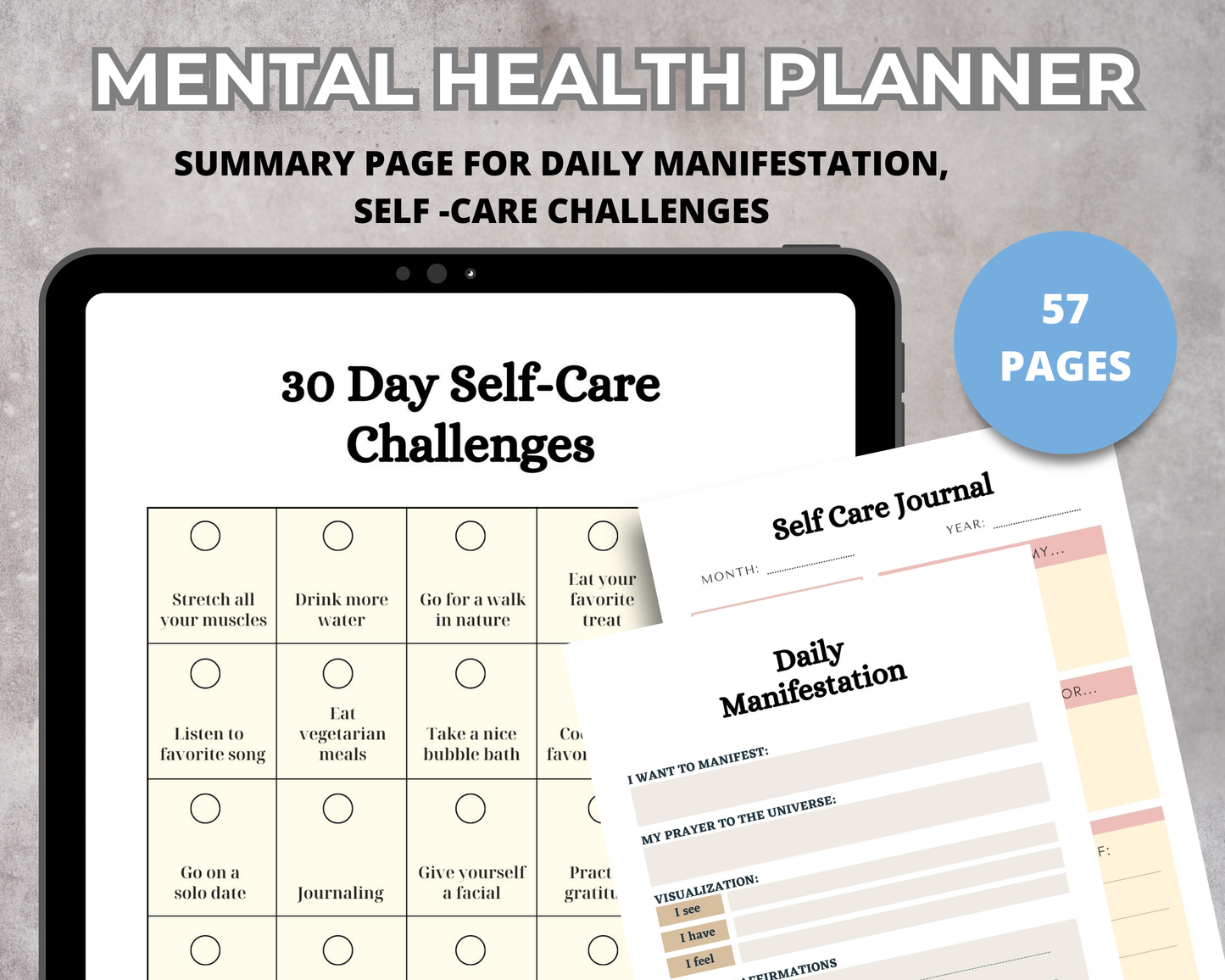 Printable Mental Health Planner Template, Canva Planner Inserts, Self-Care Journal Pages, Therapy Organizer, Digital Download