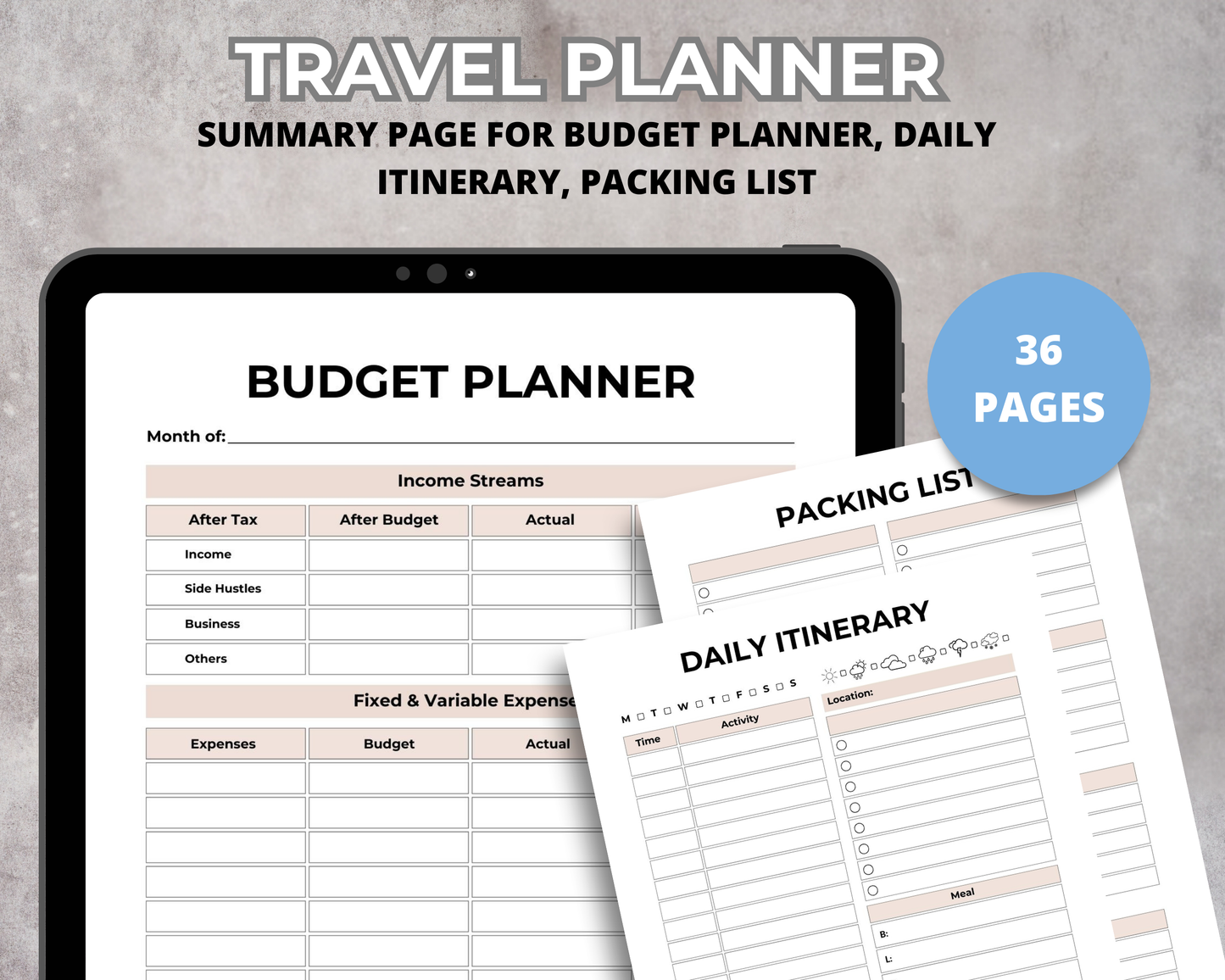 Customizable Travel Planner Template - Editable for Perfect Trip Planning