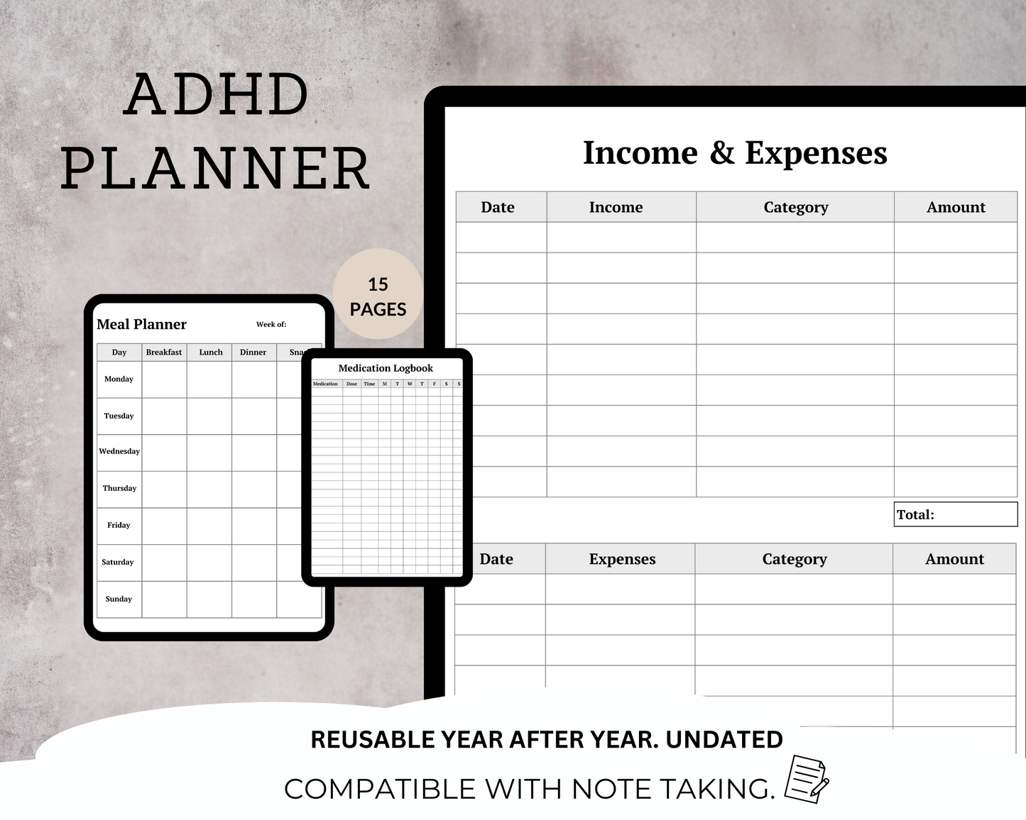 ADHD Planner Canva Template, Productivity Printable, Digital Organizer, Daily Schedule, Weekly Planner, Task Manager