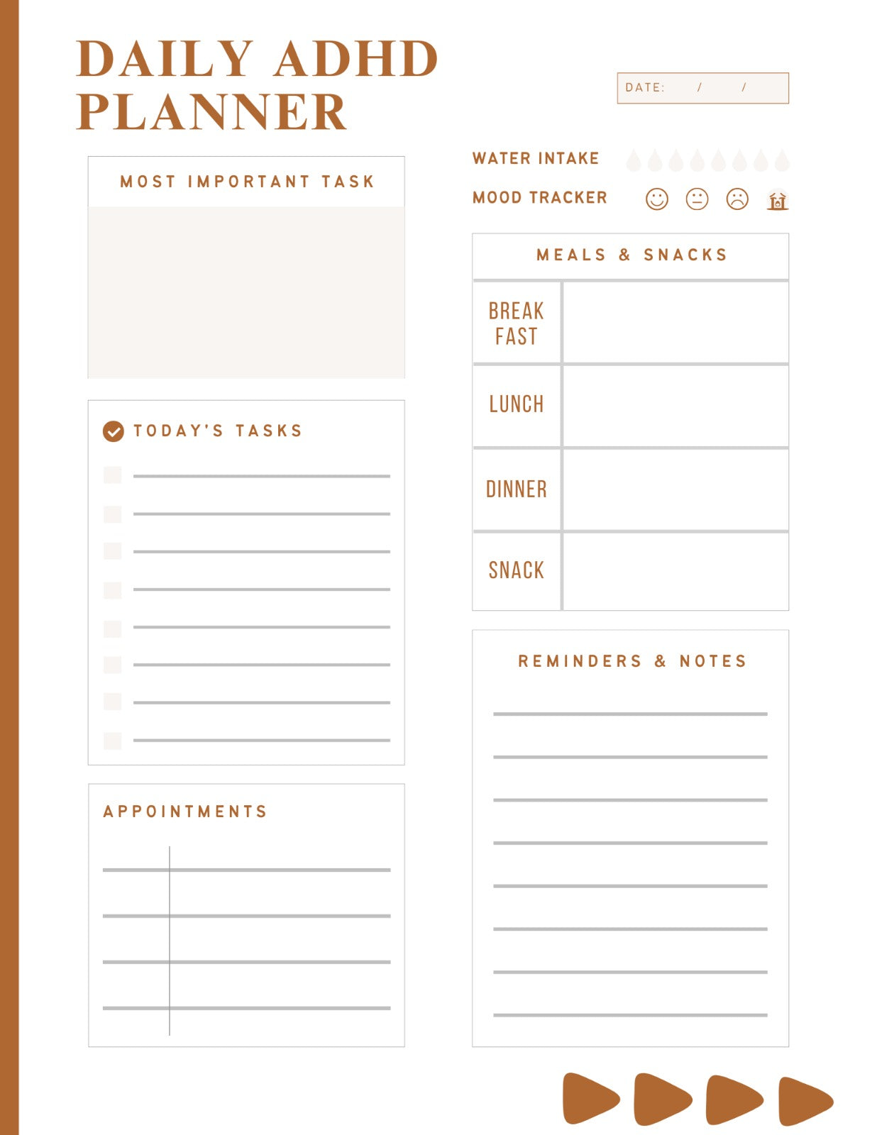 Daily ADHD Planner, Undated Organizer, Task Management, Productivity Journal, Focus Planner